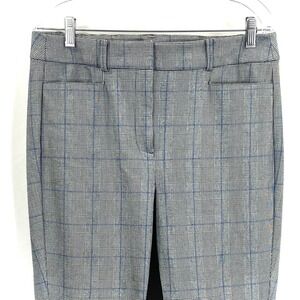 LOFT High Waist Skinny Plaid Pants Women's Size 10 Gray Blue Check Career